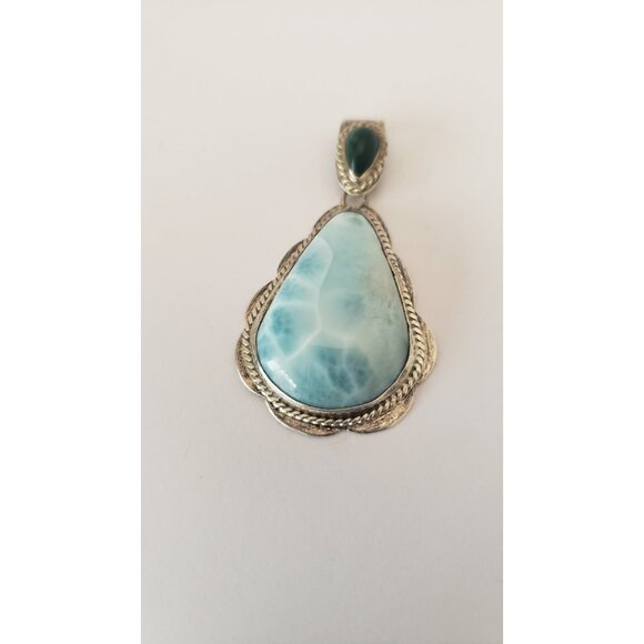 Vintage Larimar Pear Shape Pendant Set in Silver - Picture 8 of 10